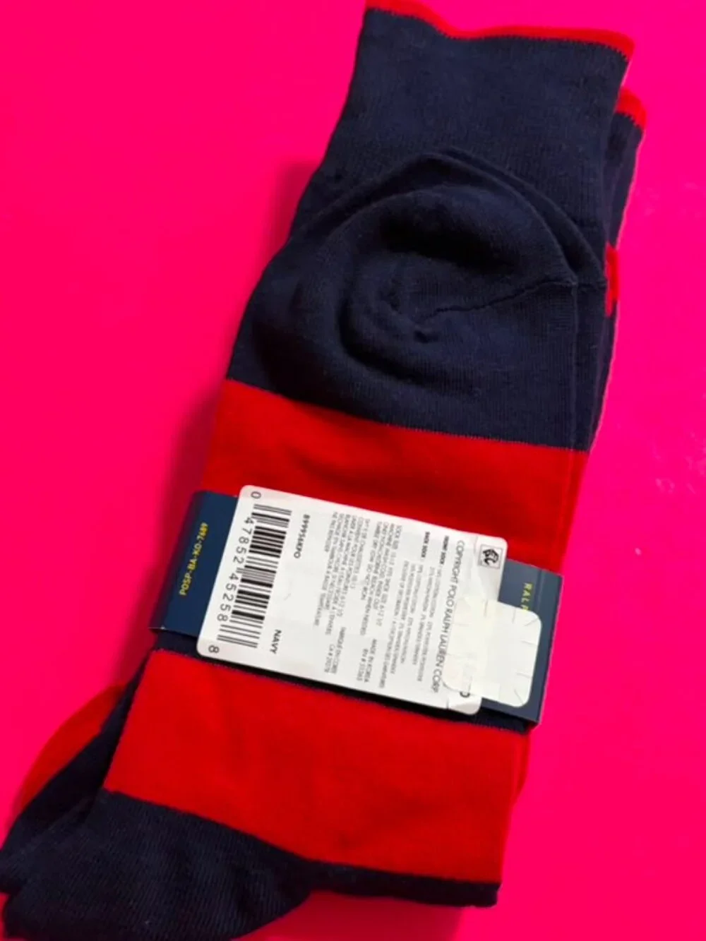NEW Ralph Lauren Polo Bear Men's Long Dress Sock Navy Red 2-Pack 10-13